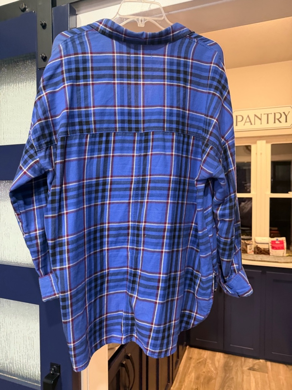 Old Navy Blue Plaid Button-Up Shirt - Picture 3 of 3